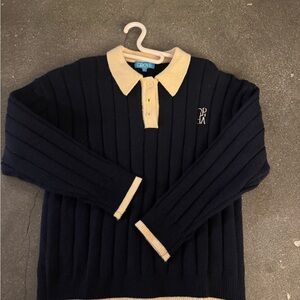 GROVE Soft Collar Knit Pullover _Navy , Polo Sweater